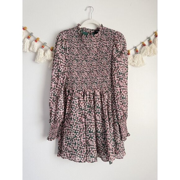 Lulus Dresses & Skirts - Lulus Floral Forever Green Pink Smocked Skater Mini Dress Coquette Cottage Fairy
